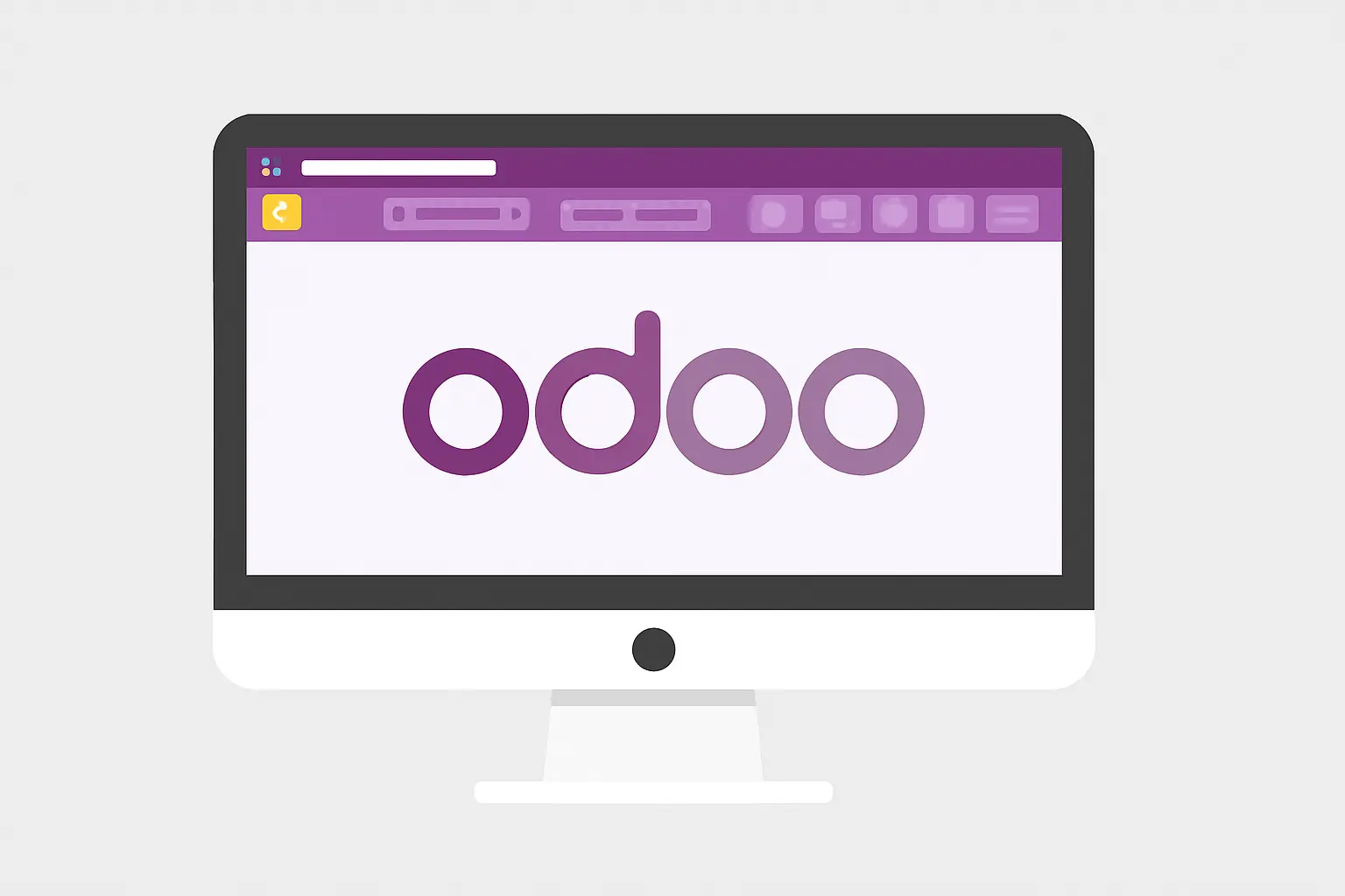 a monitor showing the Odoo Logo