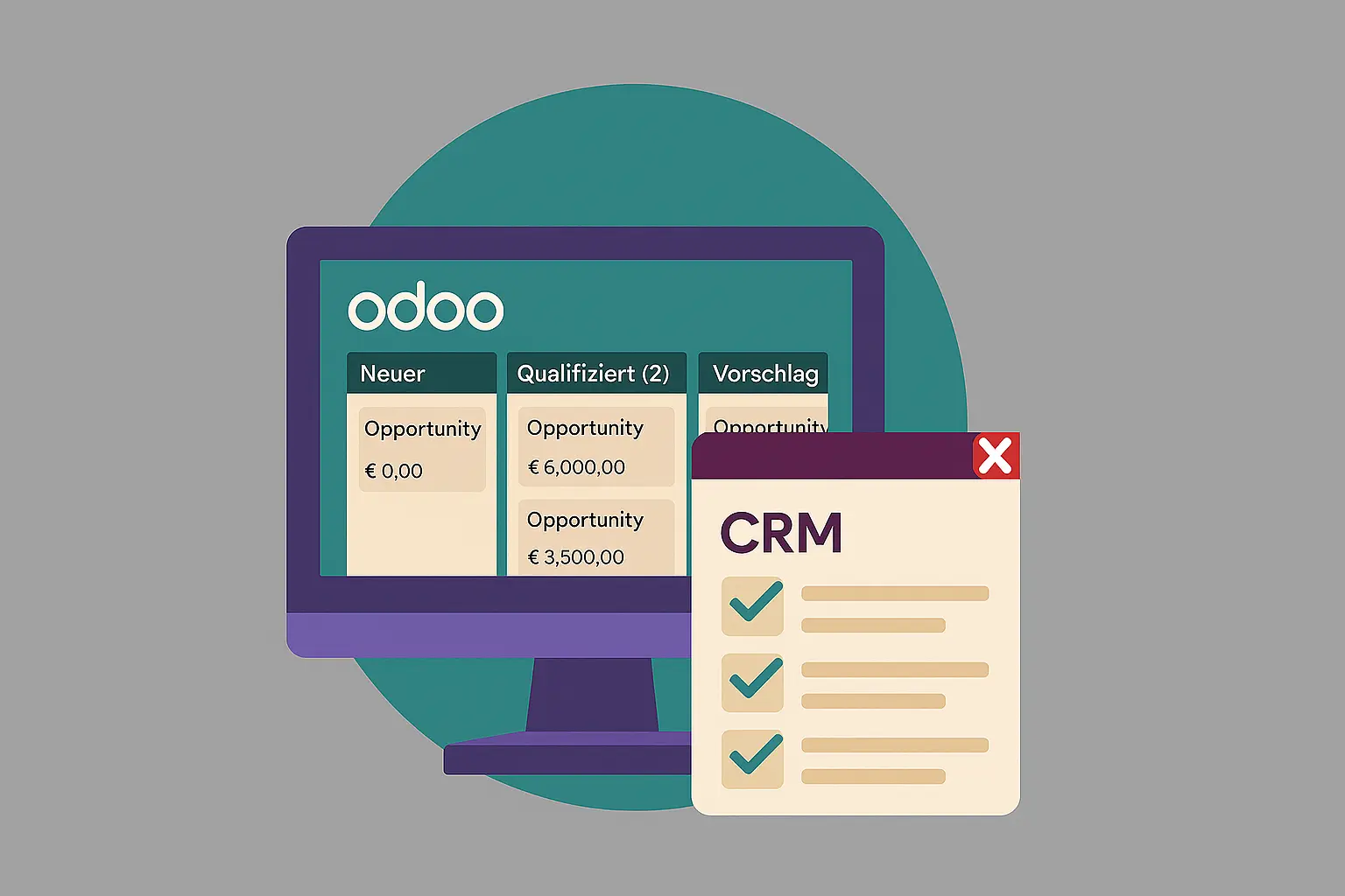 Eine visuelle Repräsentierung der Odoo CRM app