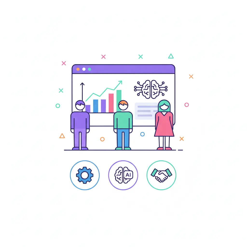 Ein Team von Menschen welches vor den Odoo 19 Neuerungen für die CRM App steht